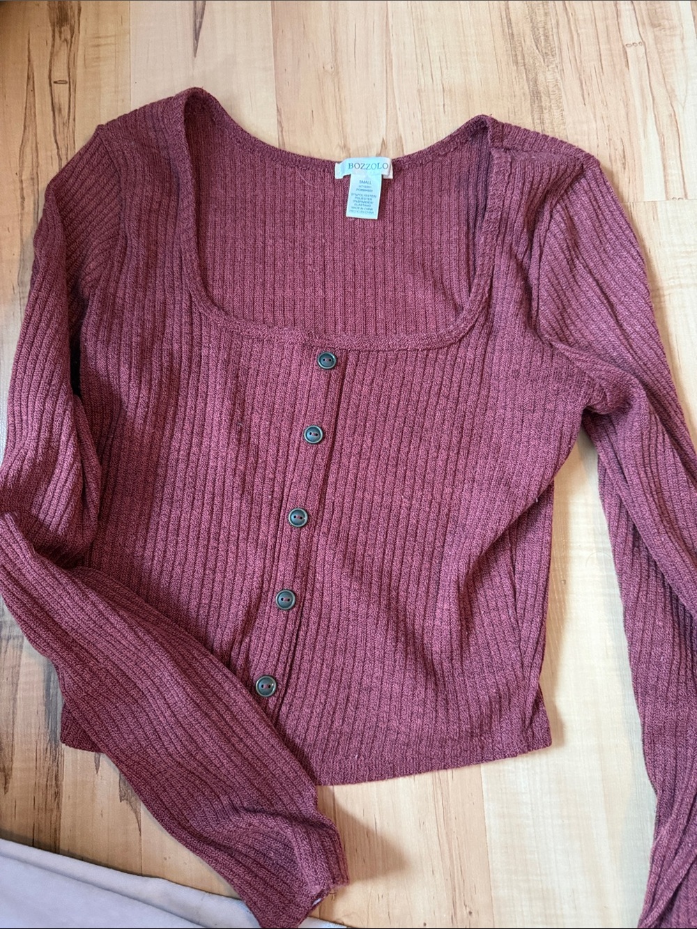 Bozzolo Ribbed Button-Front Top in Mauve